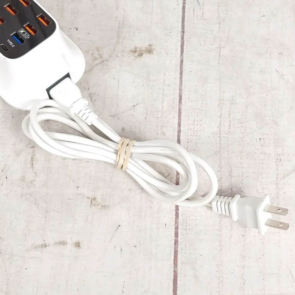 40W USB Charger 8 Ports LCD Display - Type C Quick Charge 3.0 - TESTED WORKING